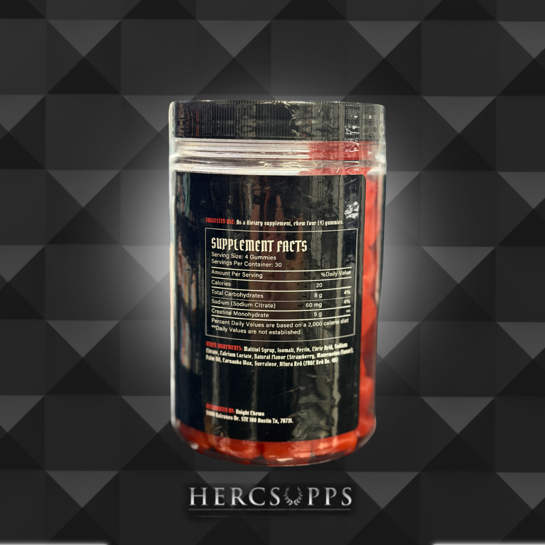Knight Chews- Creatine Gummies- Strawberry Watermelon