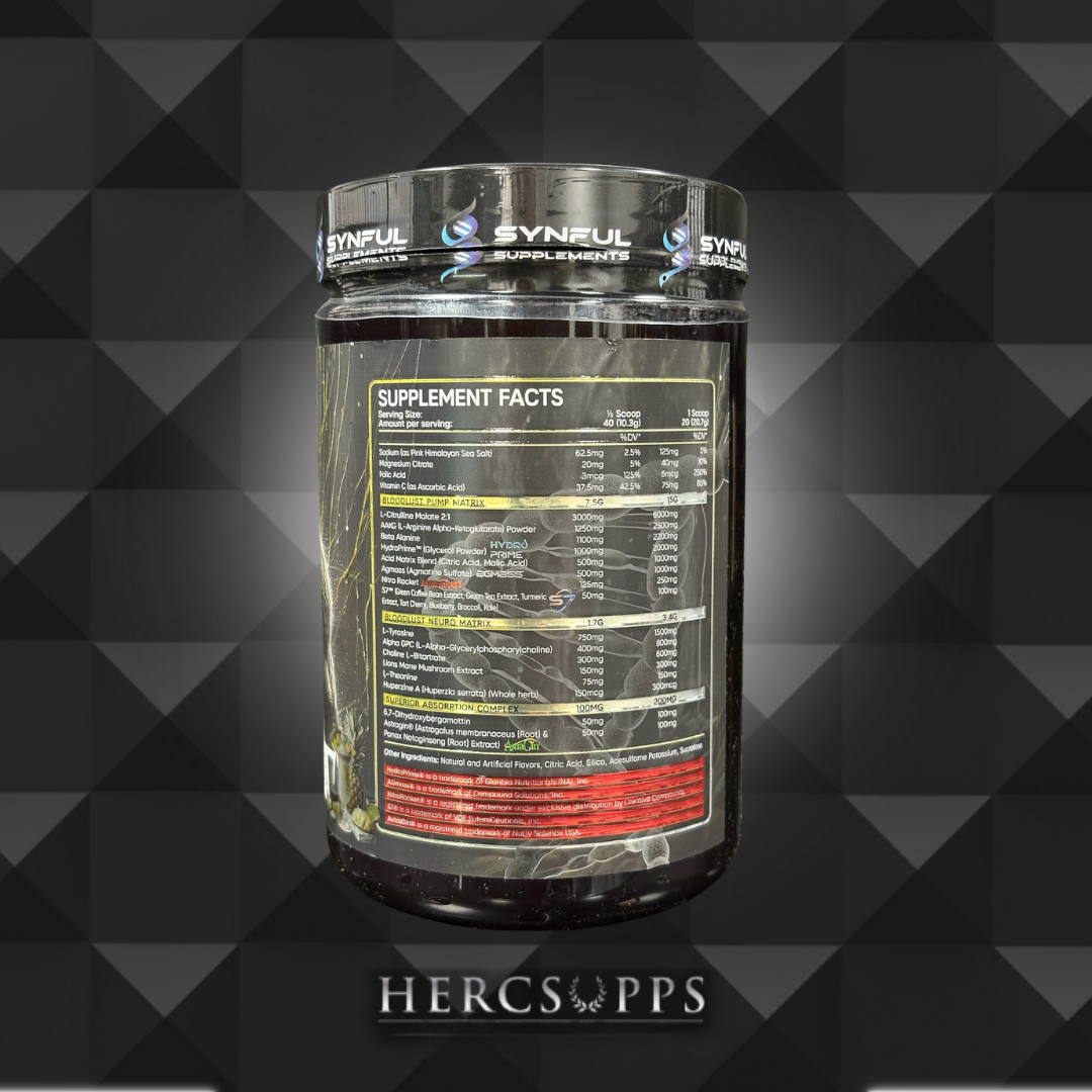 Synful Supplements- Bloodlust Neuro- Pucker Peach Candy